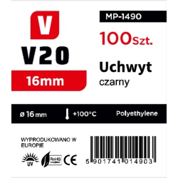 Podstawa uchwyt rury 16mm - 100 szt - kolor czarny